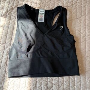 Gymshark Black V-Neck Seamless Crop Sports Bra